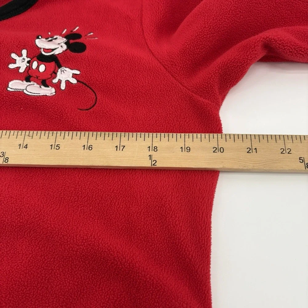Disney Mickey Mouse Sleepwear Velvet‎ Velour Top Size XL Red Buttons Long Sleeve